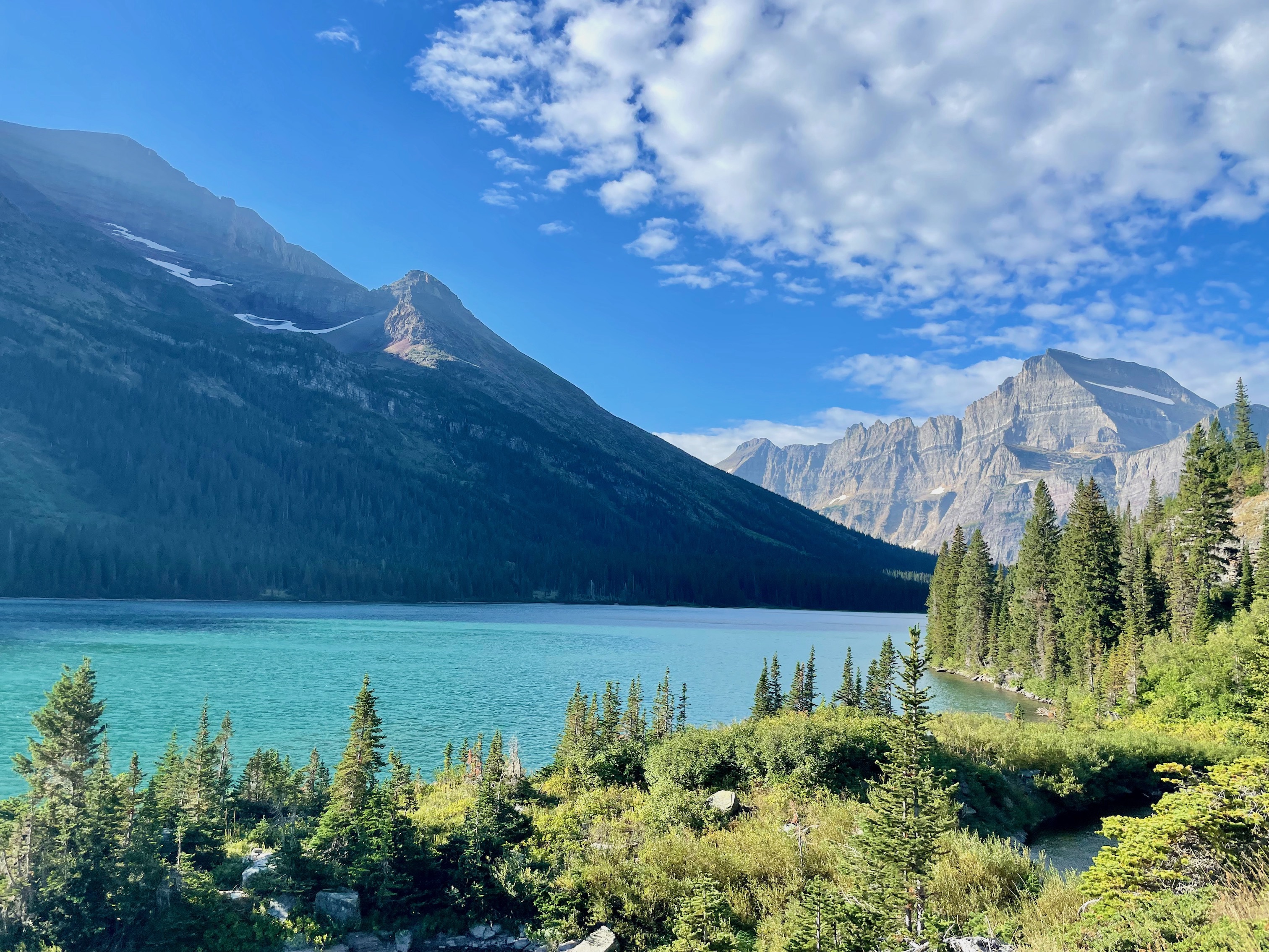 Past the lakes, hiking up to Grinell Glacier